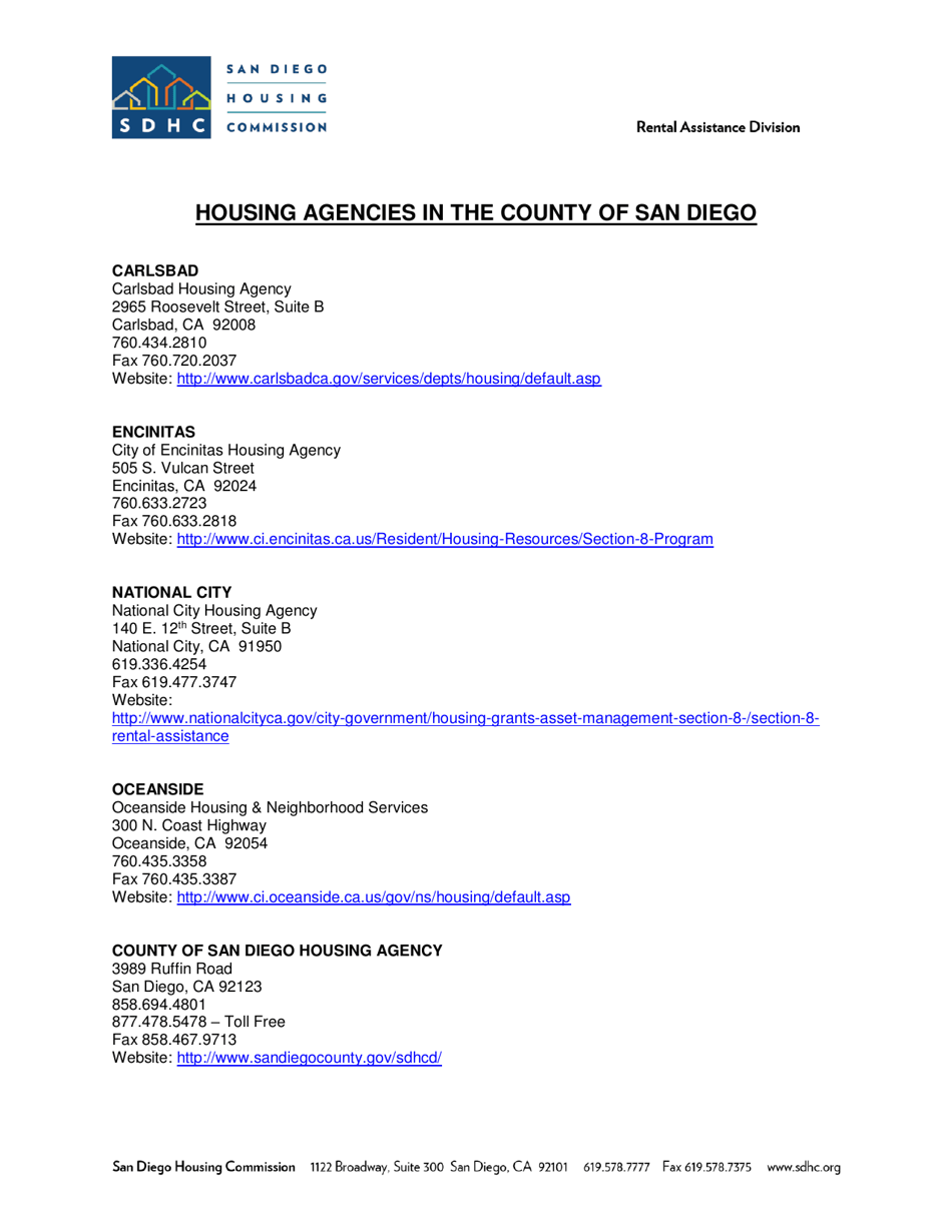 Rental Assistance Program Portability Request - Elderly / Disabled Household - City of San Diego, California, Page 4