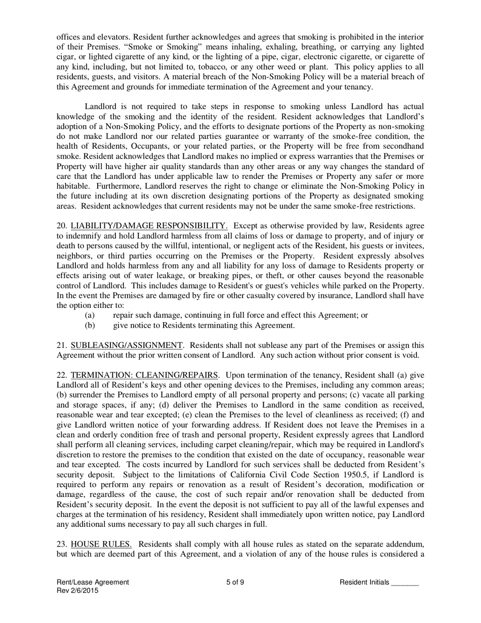 Agreement to Rent or Lease - City of San Diego, California, Page 5