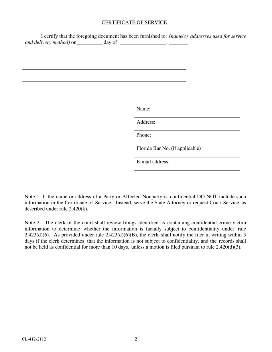 Form Cl 0412 2112 Download Fillable Pdf Or Fill Online Notice Of Confidential Crime Victim 8850