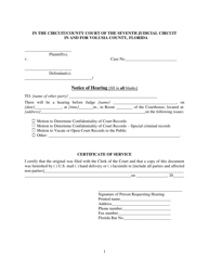 Document preview: Notice of Hearing - Volusia County, Florida