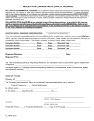 Form CL-0695-2107 Request for Confidentiality (Official Records) - Volusia County, Florida, Page 3