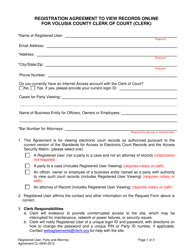 Document preview: Form CL-0945-2012 Registration Agreement to View Records Online - Volusia County, Florida