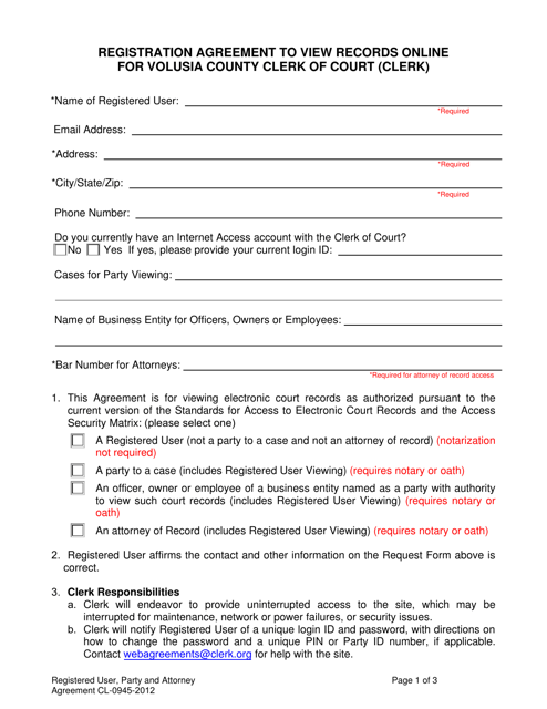Form CL-0945-2012  Printable Pdf