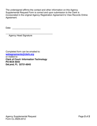 Form CL-0929-2012 Agency Supplemental Request Form - Volusia County, Florida, Page 3