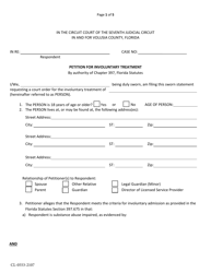 Document preview: Form CL-0553-2107 Petition for Involuntary Treatment - Volusia County, Florida