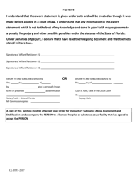 Form CL-0537-2107 Petition and Affidavit Seeking Involuntary Substance Abuse Assessment Stabilization - Volusia County, Florida, Page 6