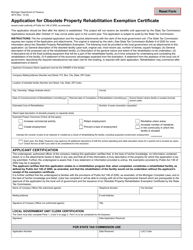 Document preview: Form 3674 Application for Obsolete Property Rehabilitation Exemption Certificate - Michigan