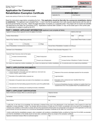 Document preview: Form 4507 Application for Commercial Rehabilitation Exemption Certificate - Michigan