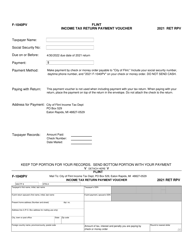 Document preview: Form F-1040PV Income Tax Return Payment Voucher - City of Flint, Michigan