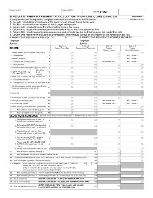 Form F-1040 Schedule TC 2021 Printable Pdf