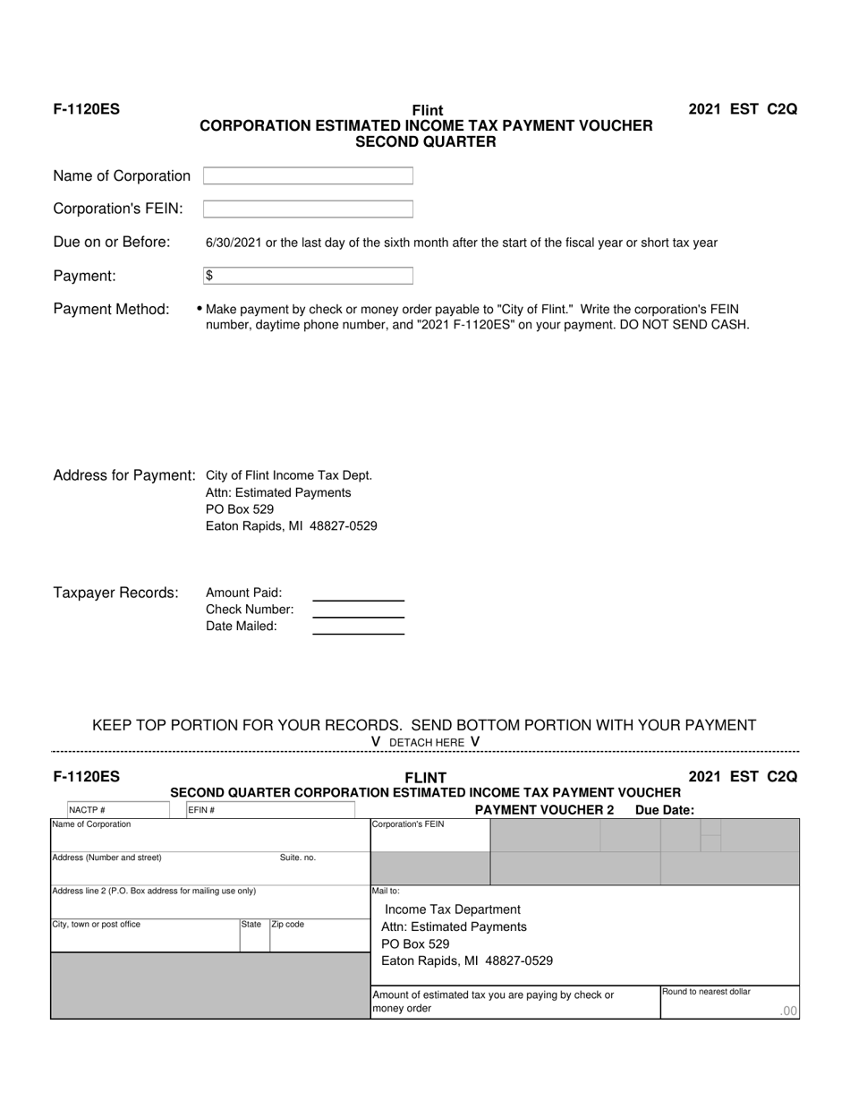 Form F-1120ES Corporation Estimated Income Tax Payment Voucher - City of Flint, Michigan, Page 4