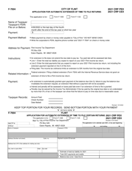 Document preview: Form F-7004 Application for Automatic Extension of Time to File Returns - City of Flint, Michigan