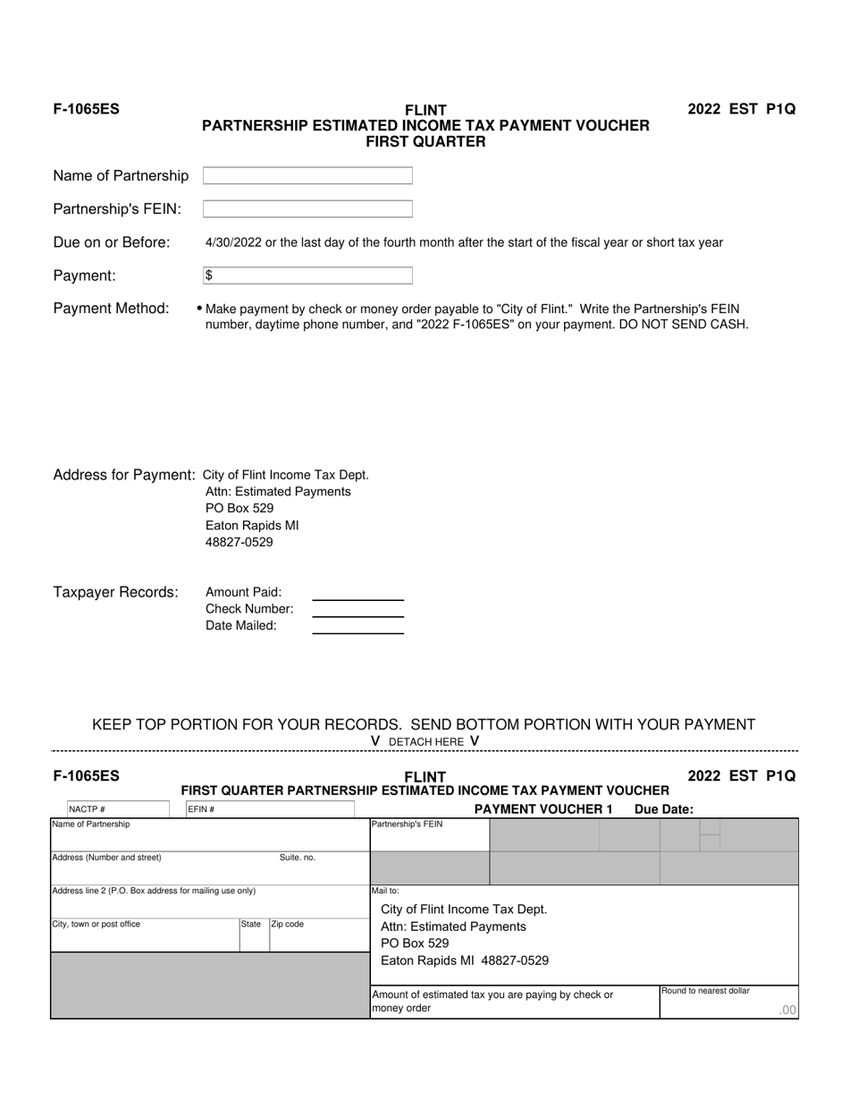 Form F-1065ES Partnership Estimated Income Tax Payment Voucher - City of Flint, Michigan, Page 3