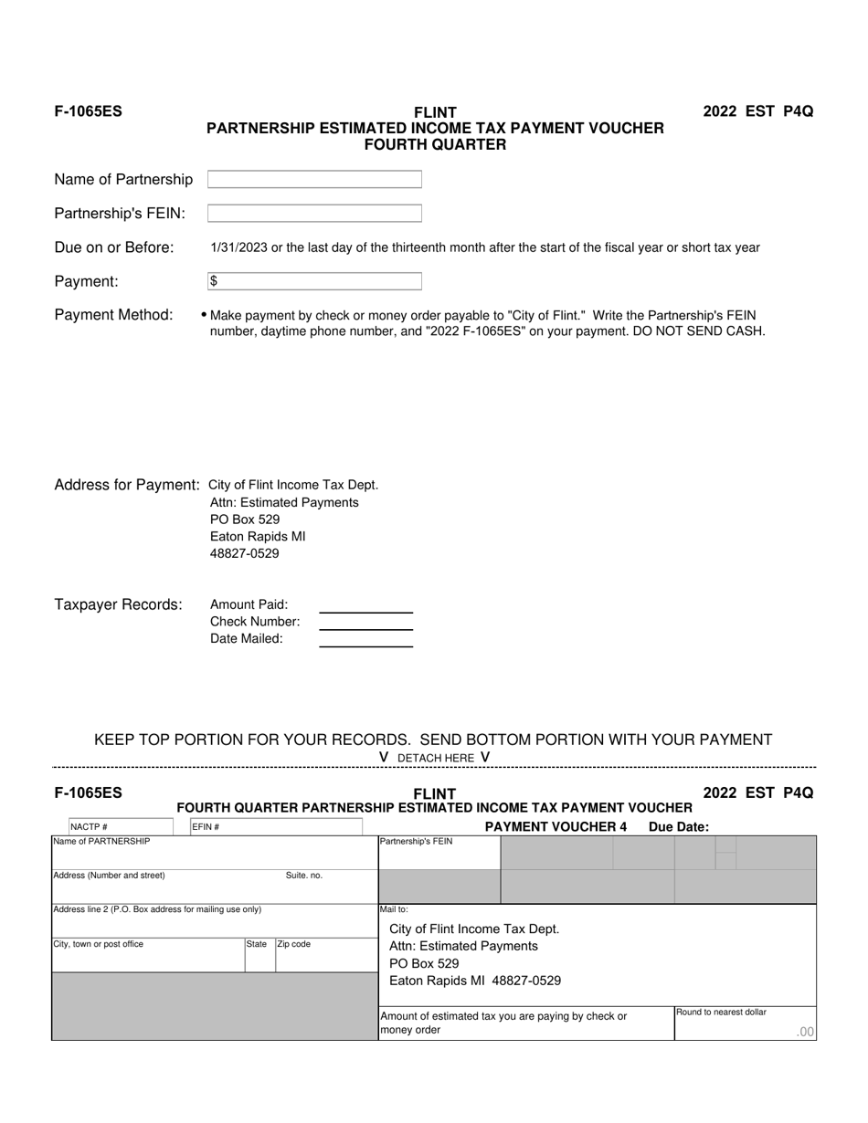Form F-1065ES Partnership Estimated Income Tax Payment Voucher - City of Flint, Michigan, Page 6