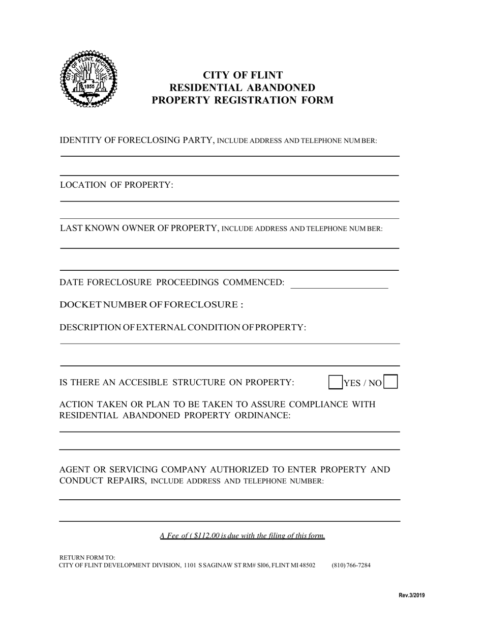 Property Registration Form - City of Flint, Michigan, Page 1