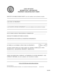 Document preview: Property Registration Form - City of Flint, Michigan
