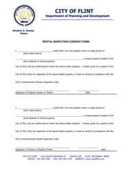 Document preview: Rental Inspection Consent Form - City of Flint, Michigan