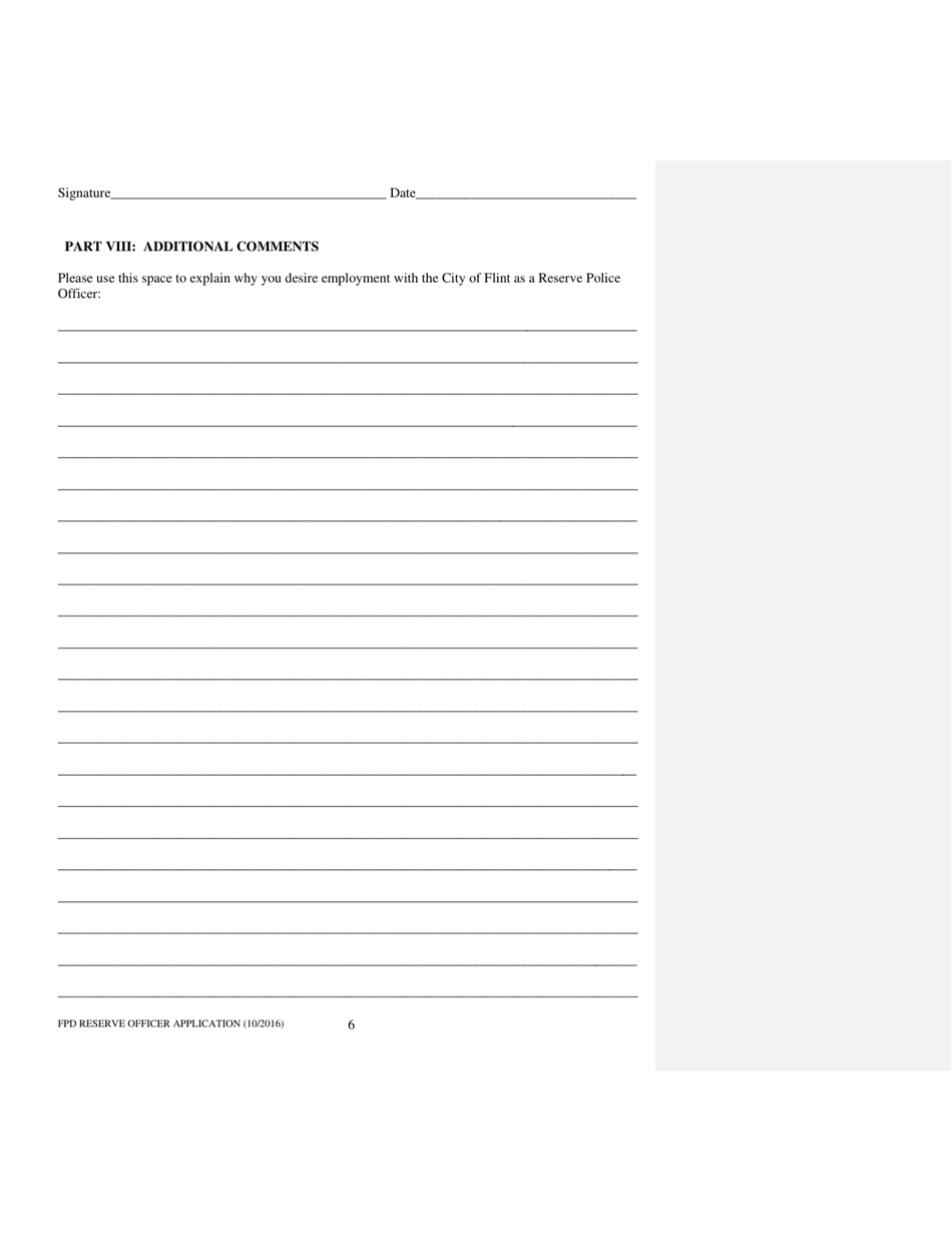 Application Packet for Reserve Police Officer - City of Flint, Michigan, Page 6