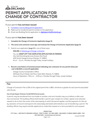 Permit Application for Change of Contractor - City of Orlando, Florida