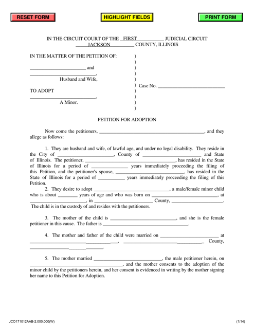 Petition for Adoption - Adopting From Married Parents - Jackson County, Illinois Download Pdf