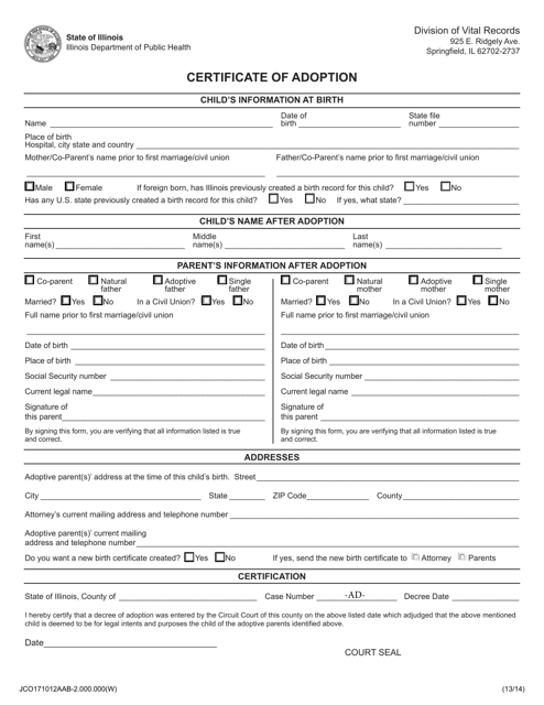 Certificate of Adoption - Jackson County, Illinois Download Pdf