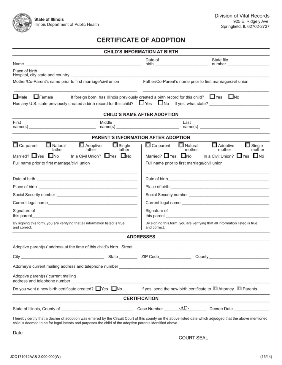 Certificate of Adoption - Jackson County, Illinois, Page 1