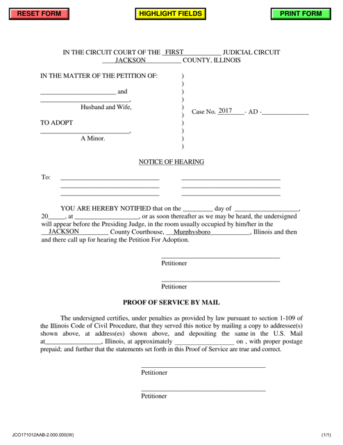 Notice of Hearing - Jackson County, Illinois Download Pdf