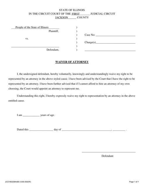 Waiver of Attorney - Jackson County, Illinois Download Pdf