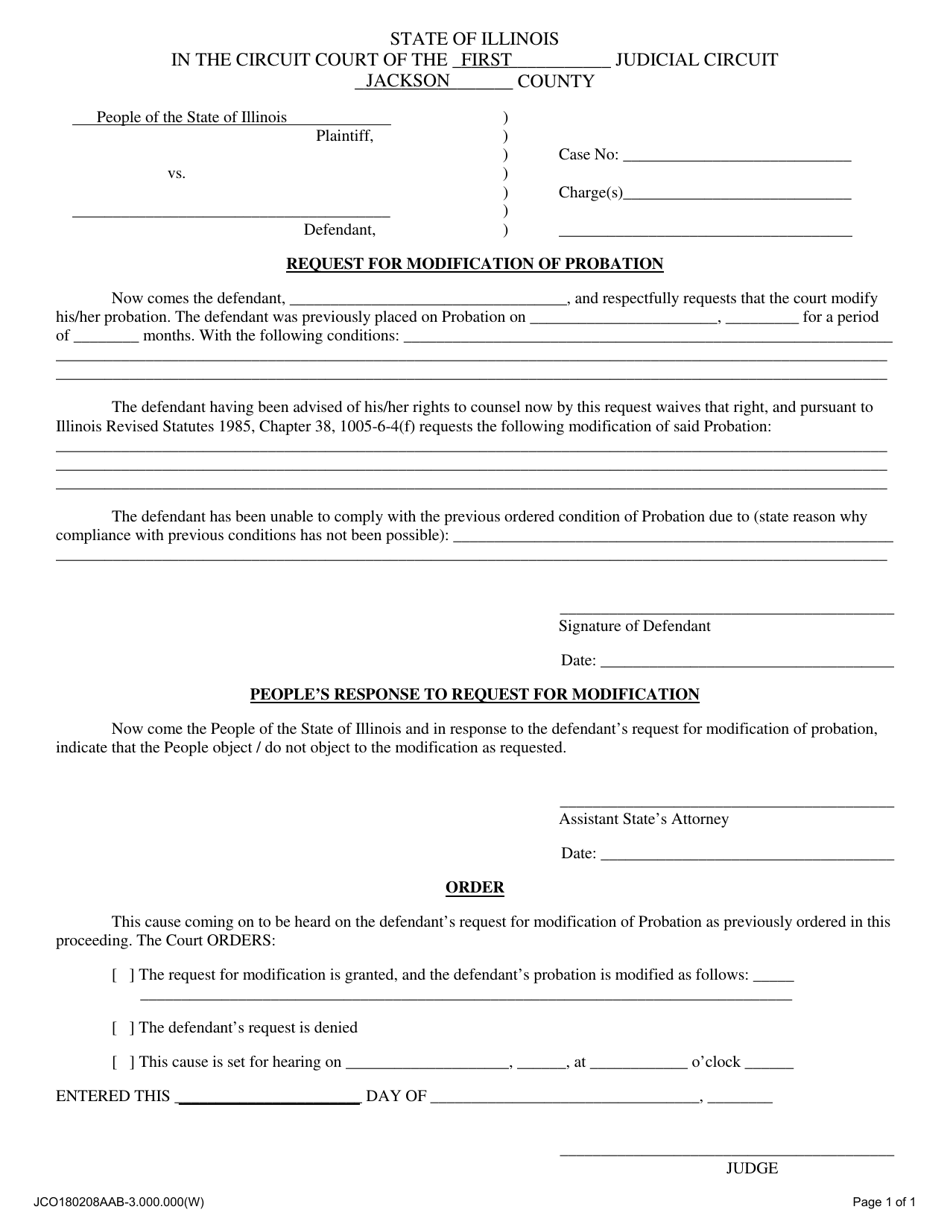 Request for Modification of Probation - Jackson County, Illinois, Page 1