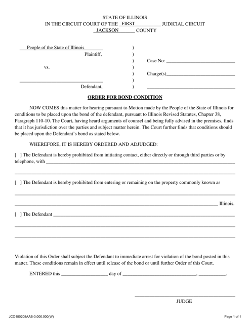 Order for Bond Condition - Jackson County, Illinois Download Pdf