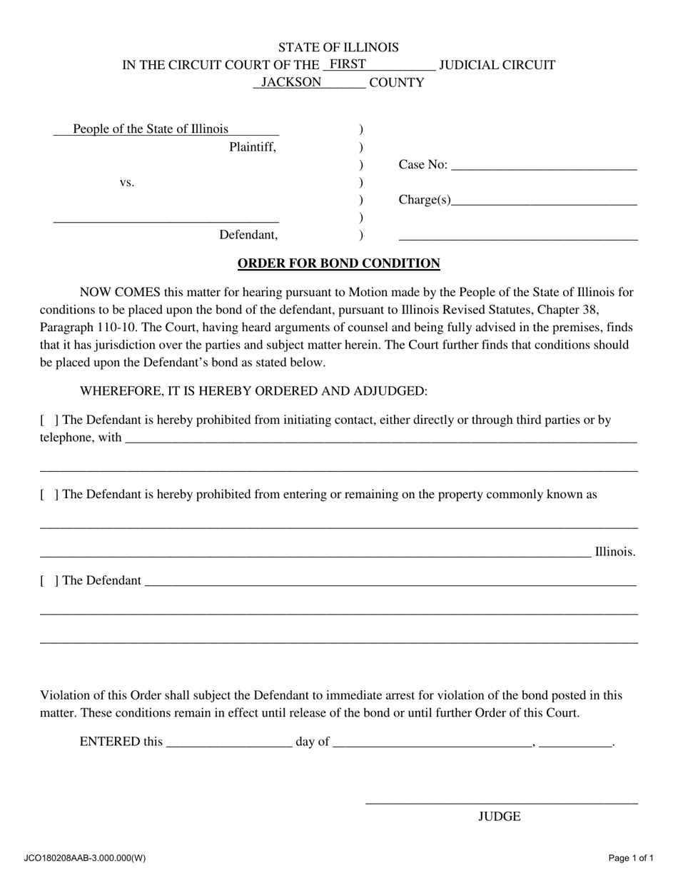 Insurance Bind Order Example Jackson County, Illinois Order for Bond Condition - Fill Out, Sign ...