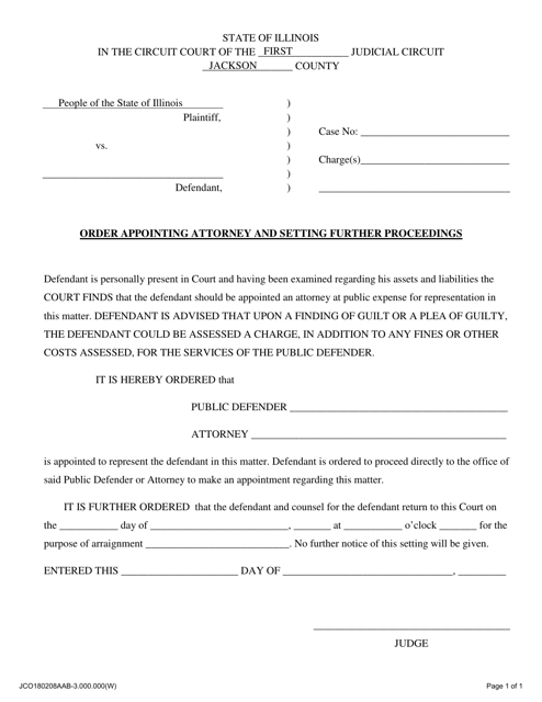 Order Appointing Attorney and Setting Further Proceedings - Jackson County, Illinois Download Pdf