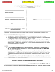 Document preview: Petition to Challenge Voluntary Acknowledgment of Paternity - Jackson County, Illinois