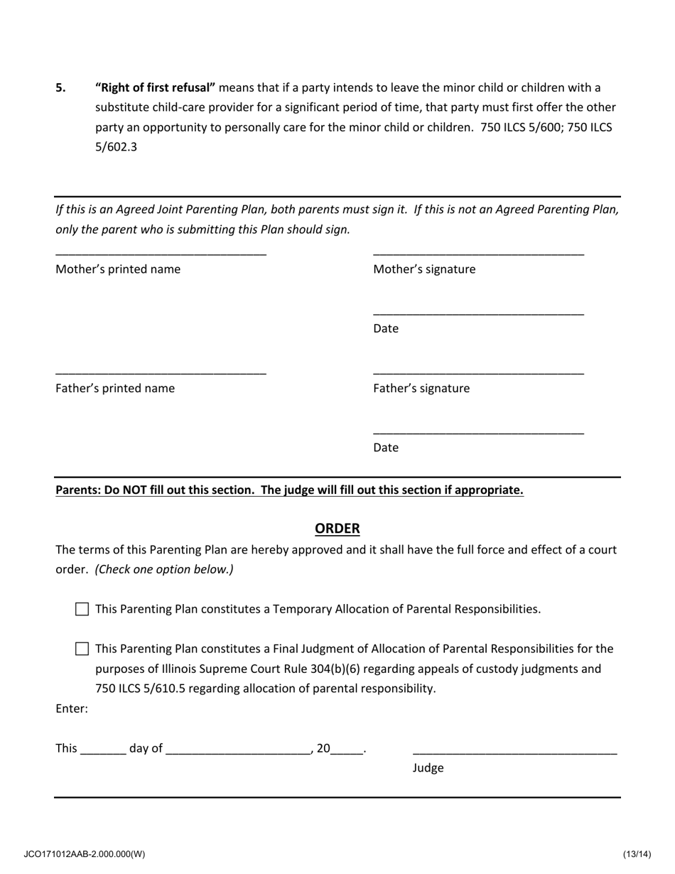 Parenting Plan - Jackson County, Illinois, Page 13