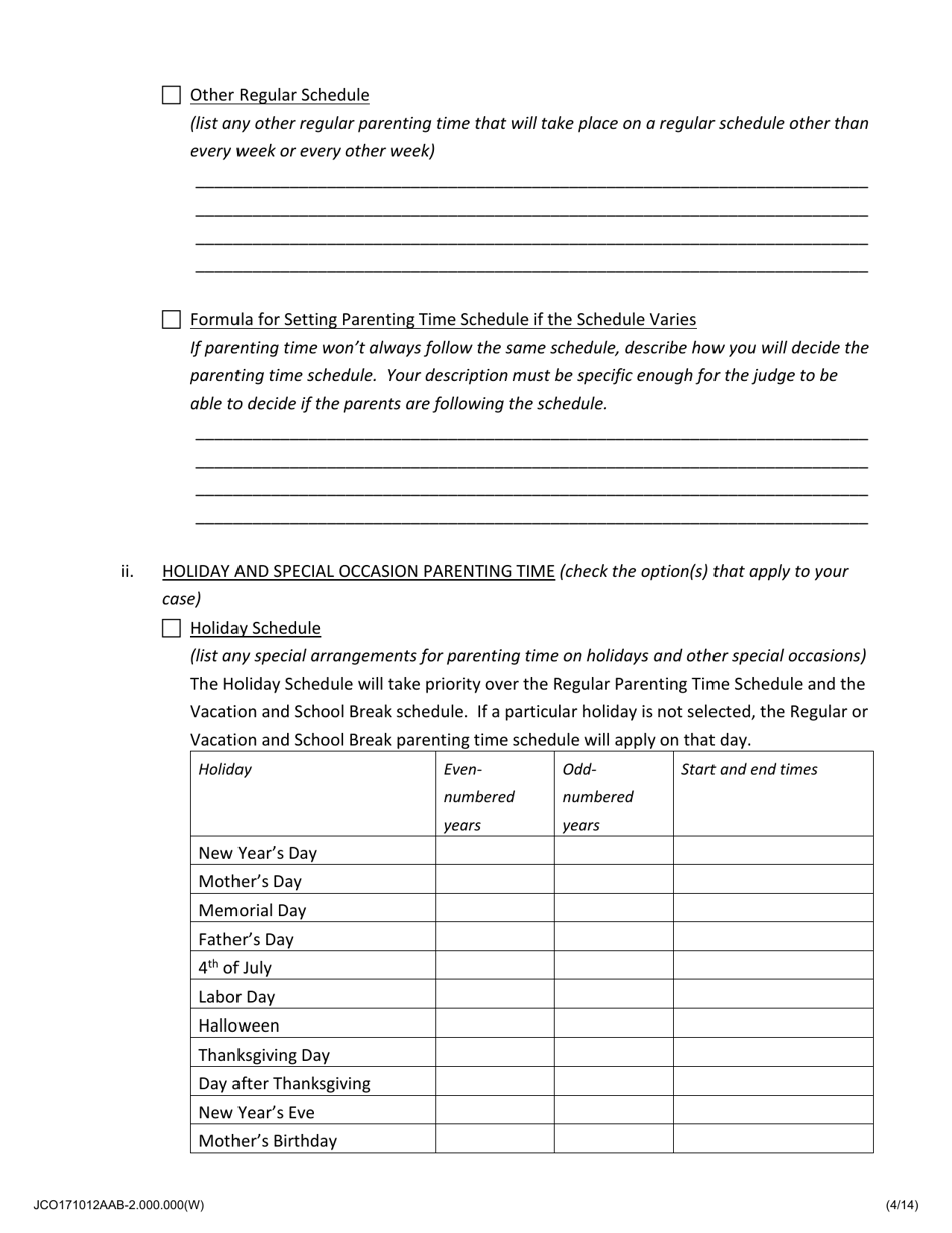 Parenting Plan - Jackson County, Illinois, Page 4