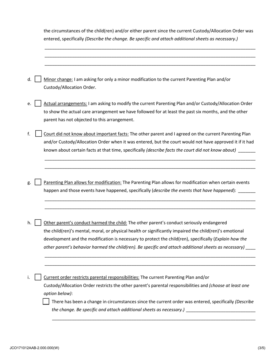 Motion to Modify Allocation of Parental Responsibilities - Jackson County, Illinois, Page 3
