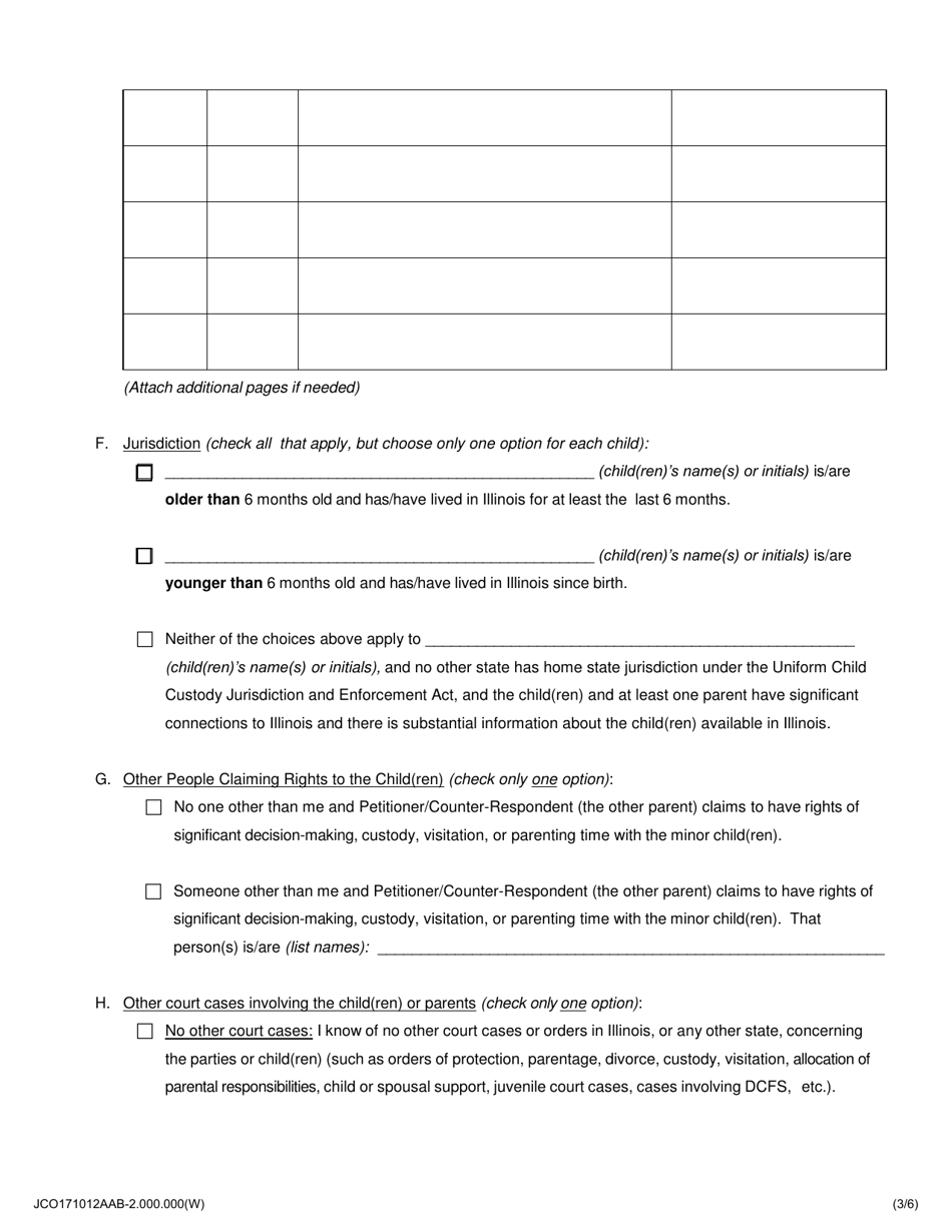 Counter-Petition for Allocation of Parental Responsibilities of Minor Child(Ren) - Jackson County, Illinois, Page 3