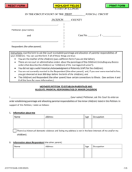 Document preview: Mother's Petition to Establish Parentage and Allocate Parental Responsibilities of Minor Child(Ren) - Jackson County, Illinois