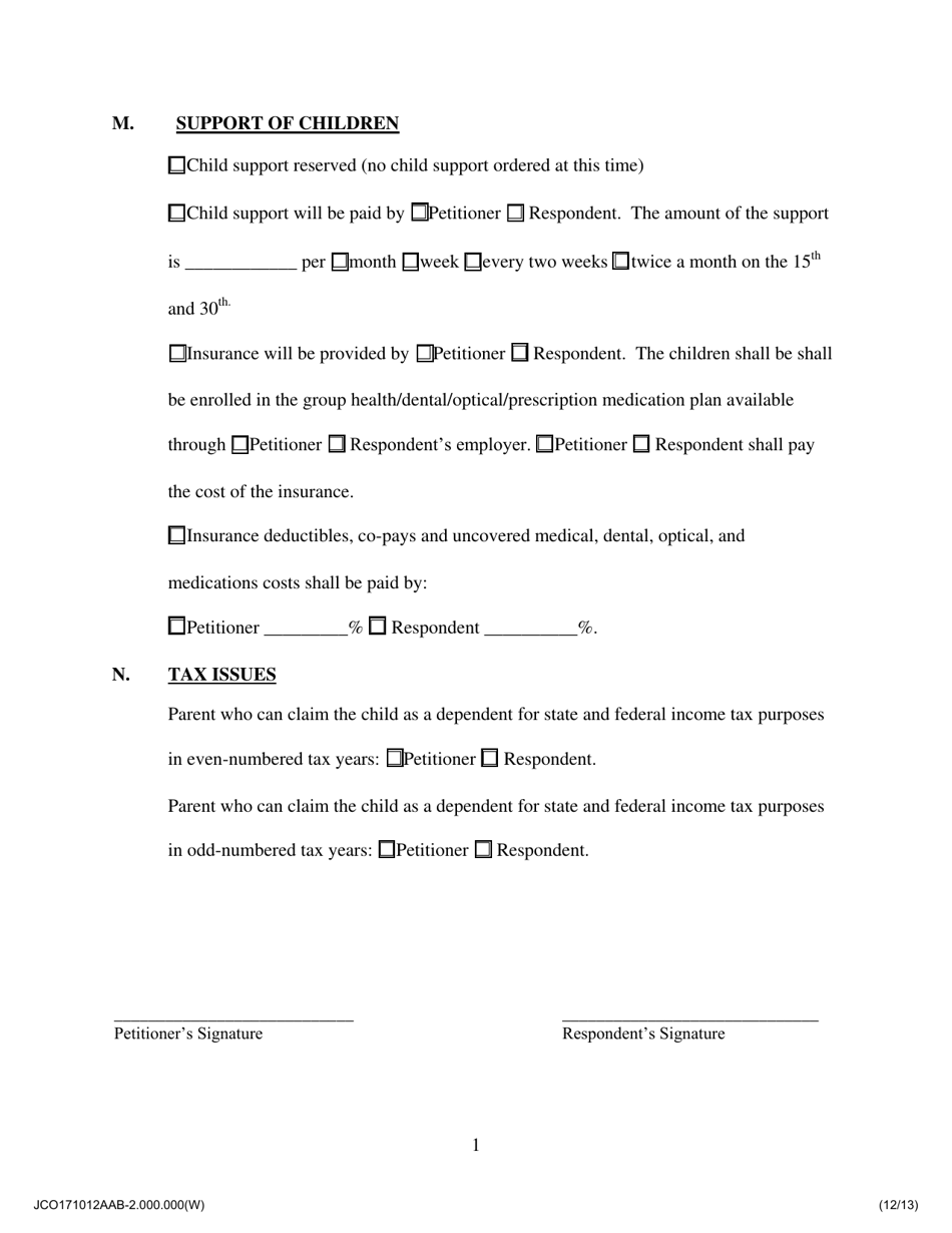 Agreed Allocation of Parental Responsibilities With Support - Jackson County, Illinois, Page 12