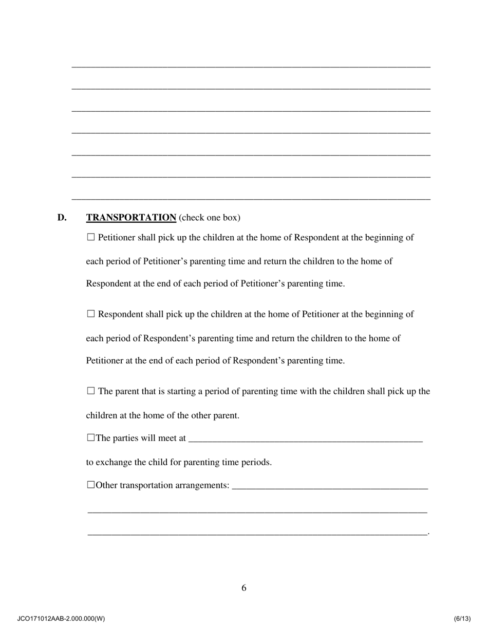 Agreed Allocation of Parental Responsibilities With Support - Jackson County, Illinois, Page 6