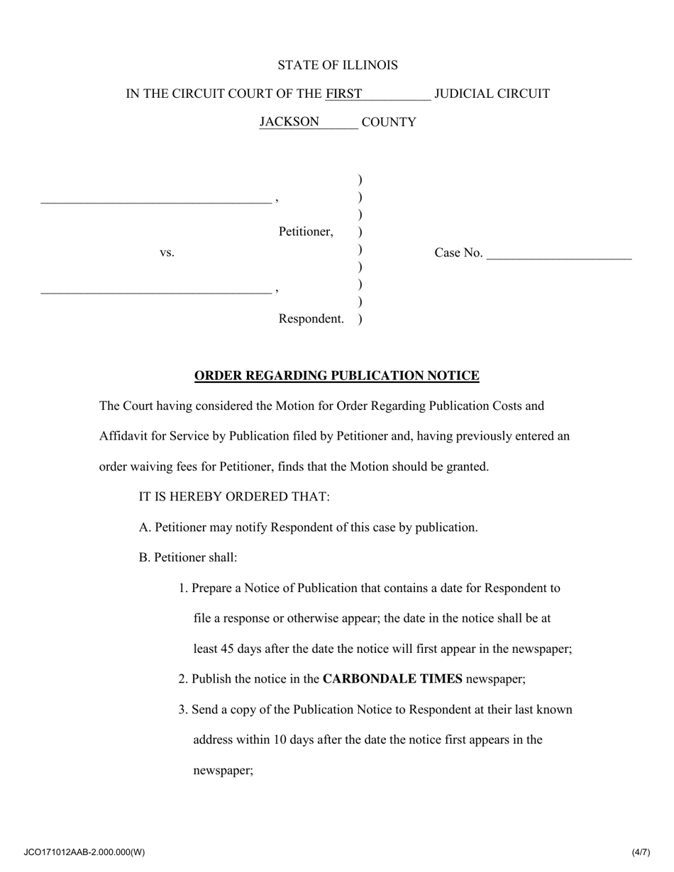 Order Regarding Publication Notice - Jackson County, Illinois, Page 1