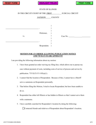 Document preview: Motion for an Order Allowing Publication Notice and 735 Ilcs 5/2-206 Affidavit - Jackson County, Illinois