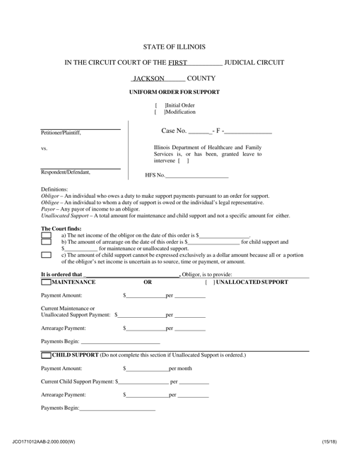 Uniform Order for Support - Jackson County, Illinois Download Pdf
