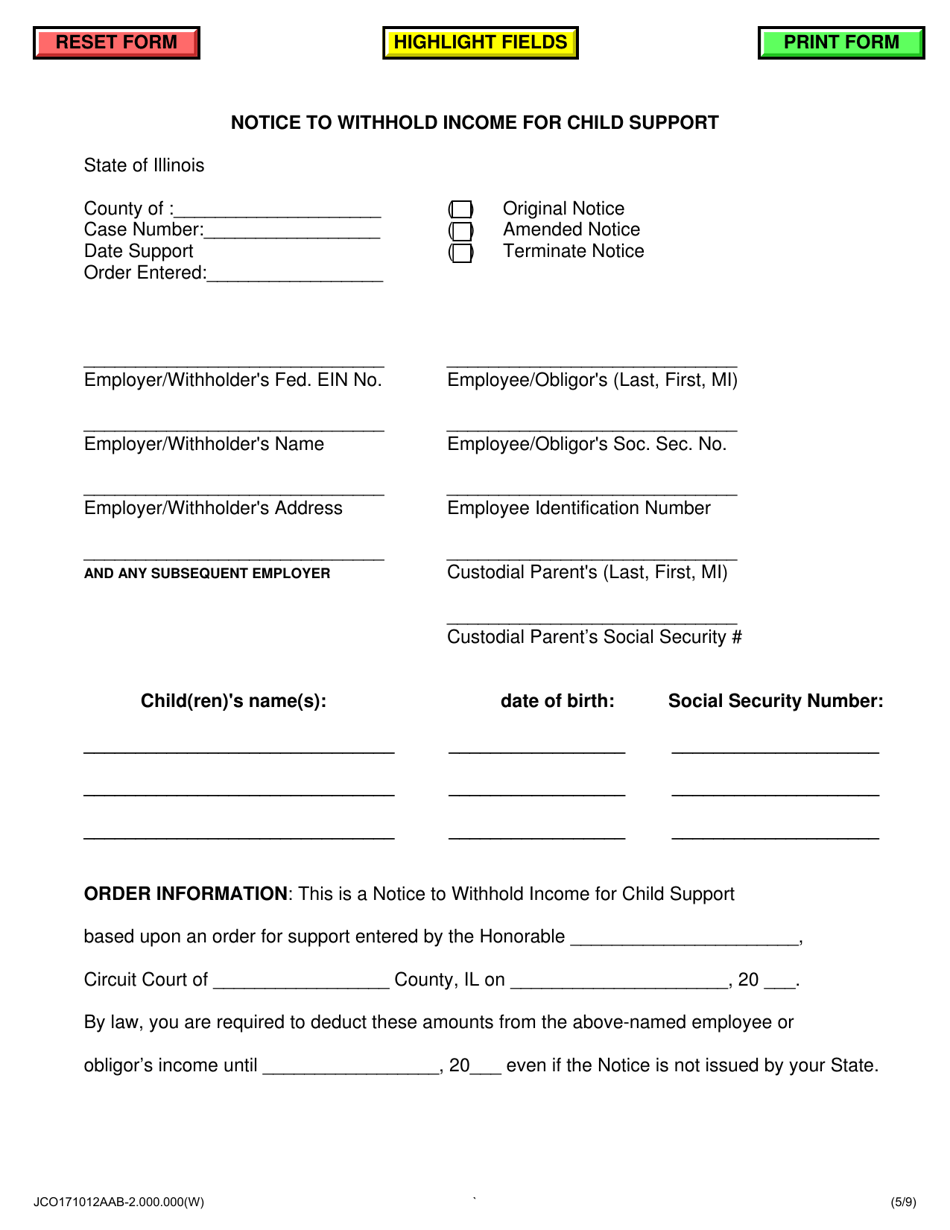 Notice to Withhold Income for Child Support - Jackson County, Illinois, Page 5