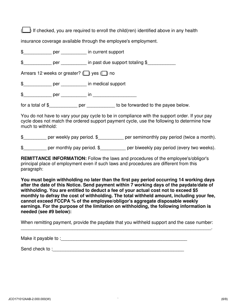 Notice to Withhold Income for Child Support - Jackson County, Illinois, Page 6