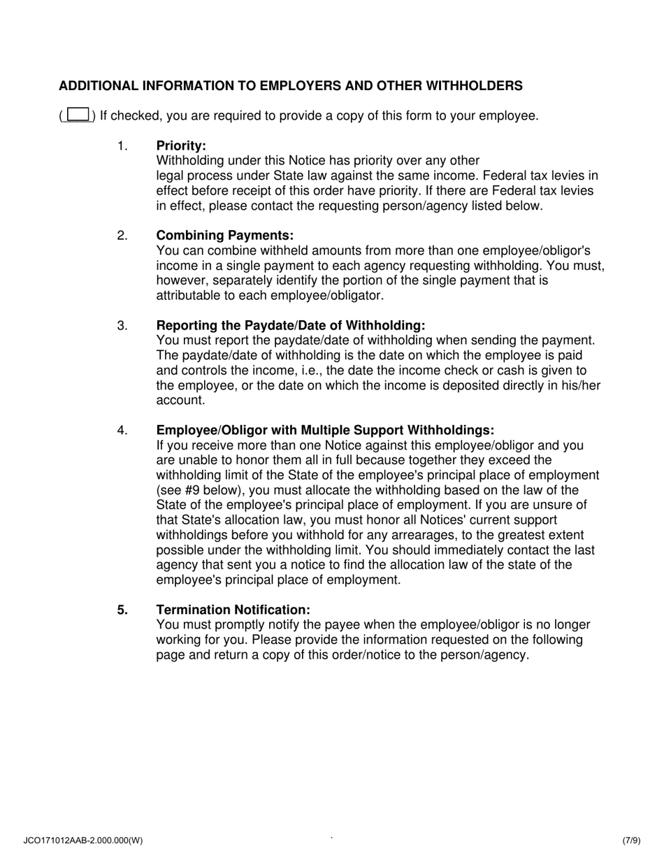 Notice to Withhold Income for Child Support - Jackson County, Illinois, Page 7