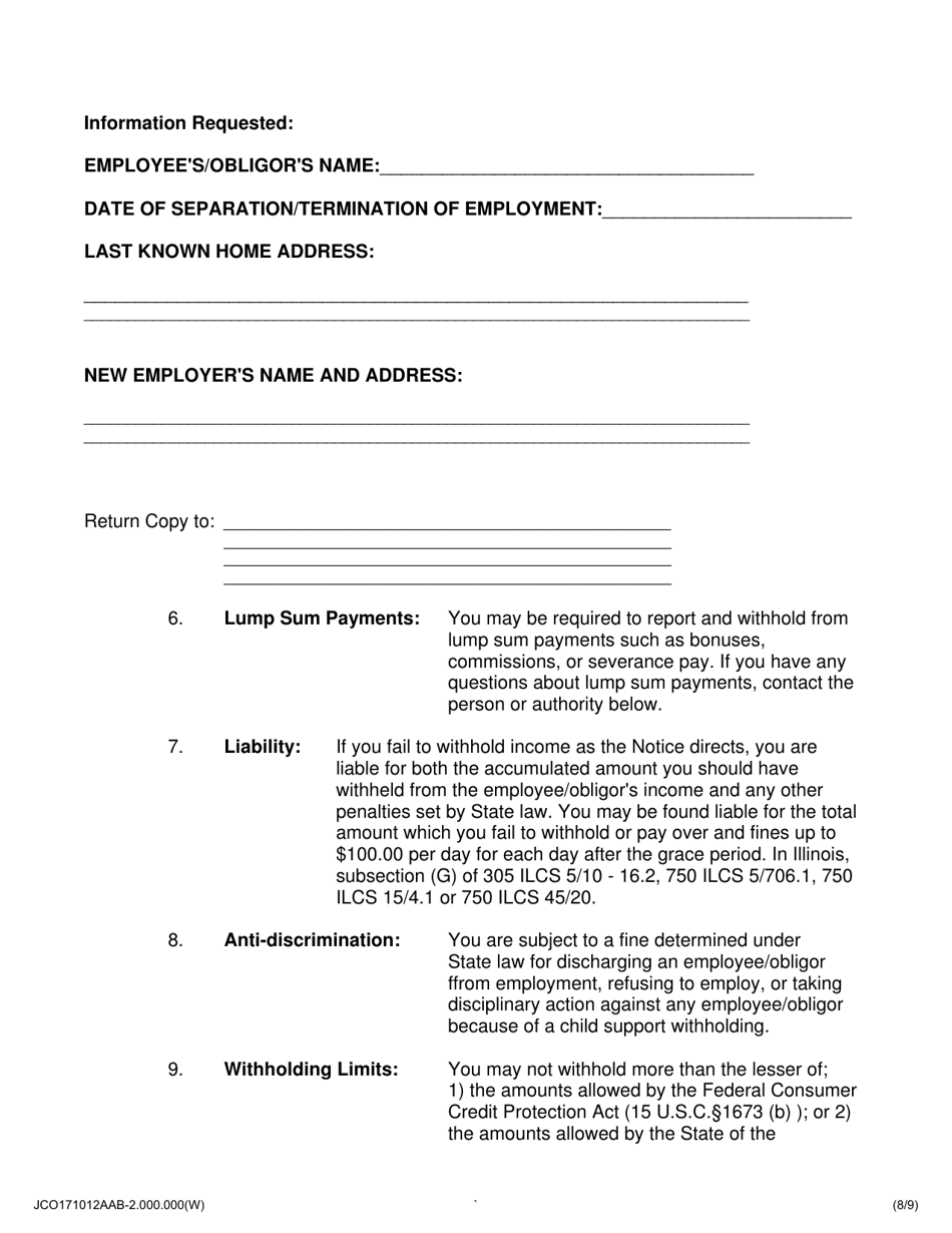 Notice to Withhold Income for Child Support - Jackson County, Illinois, Page 8