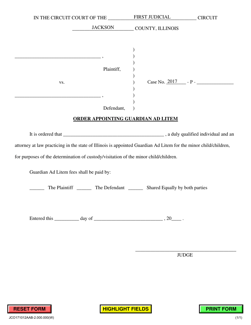 Order Appointing Guardian Ad Litem - Jackson County, Illinois, Page 1