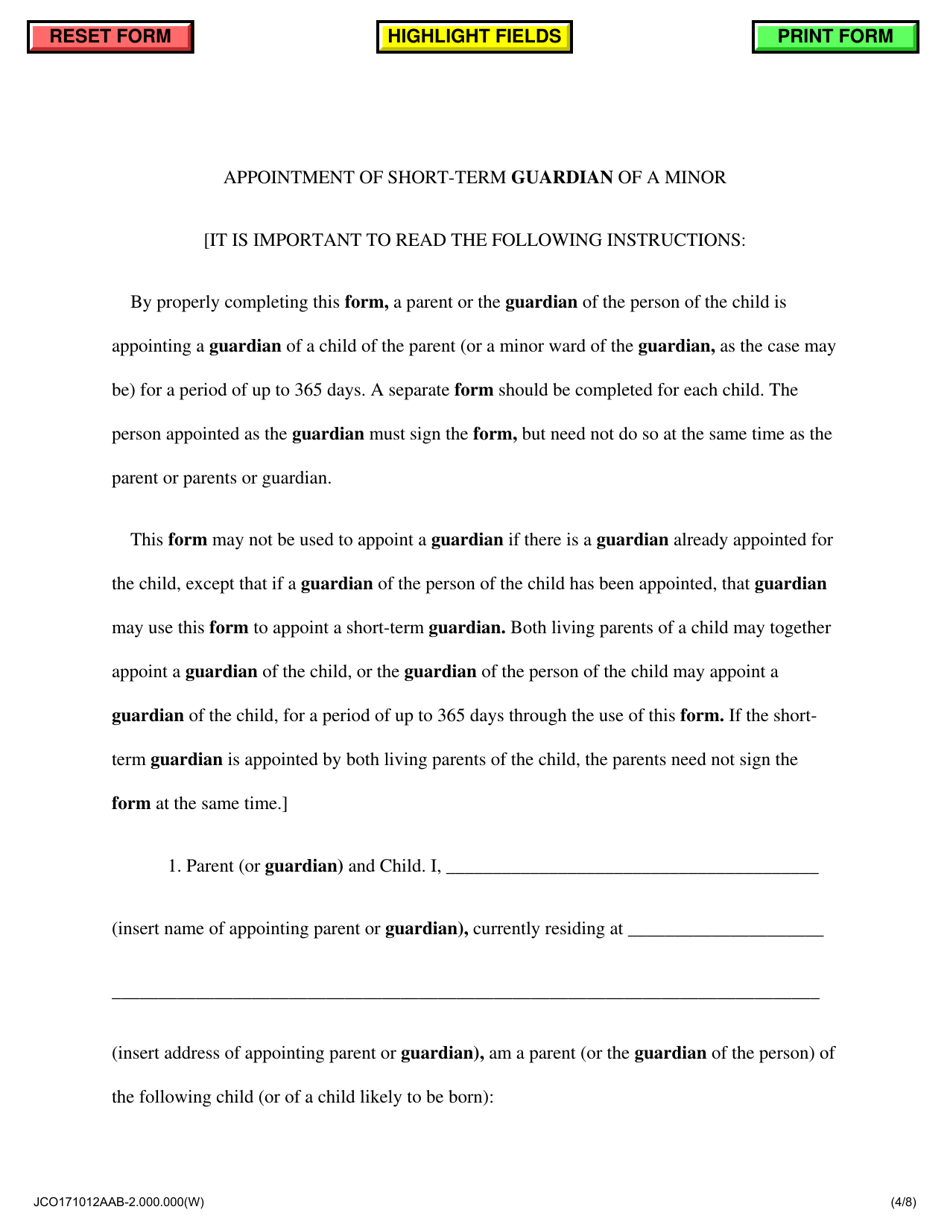 Appointment of Short Term Guardian of a Minor - Jackson County, Illinois, Page 4