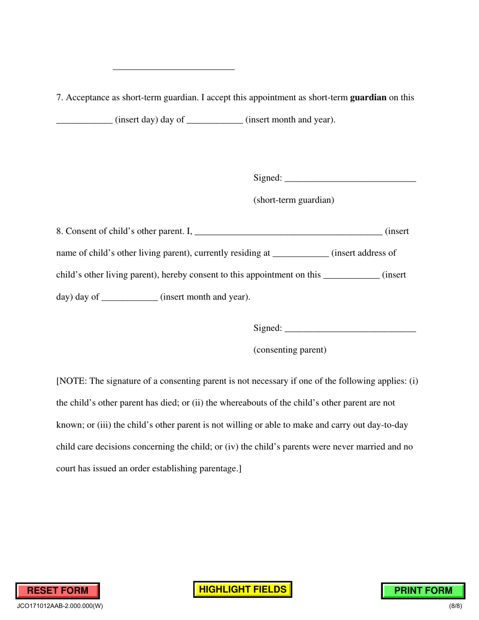 Appointment of Short Term Guardian of a Minor - Jackson County, Illinois, Page 8